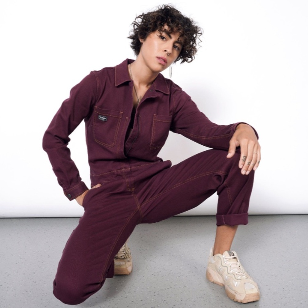 Wildfang Merlot Overdyed Denim Coveralls sz Medium